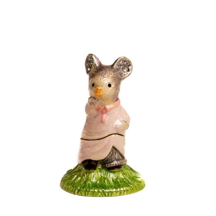 MU2083 Baby Girl Mouse Enamel Painted Trinket Box with Austrian Crystals -  Keren Kopal