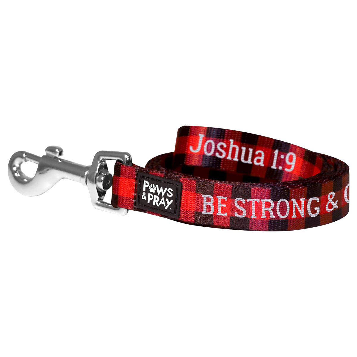 Picture of Kerusso PETS120 Paws & Pray Strong & Courageous Pet Leash&#44; Red & Black