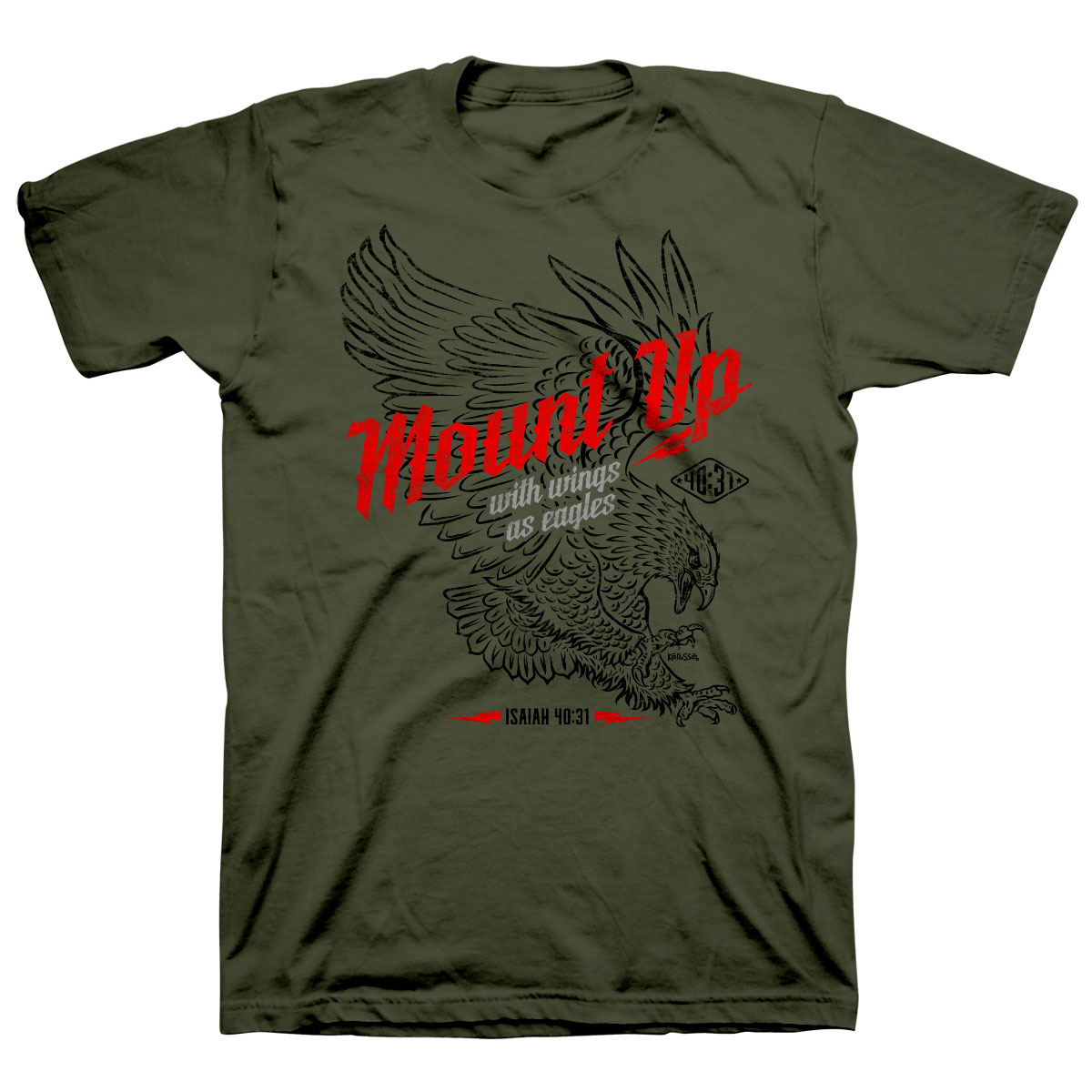 APT3788SM Christian Mount Up Eagle Adult T-Shirt, Military Green - Small -  Kerusso