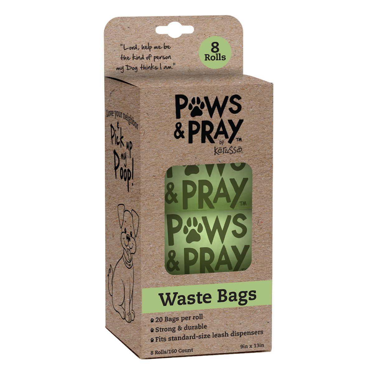 Picture of Kerusso PETS136 Paws & Pray Pet Refill Waste Bag&#44; Green - 8 per Pack