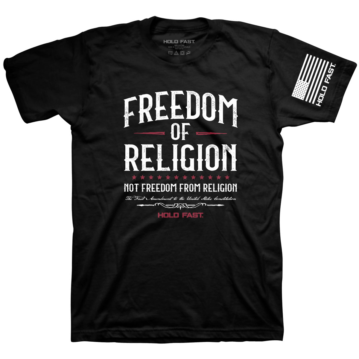 Picture of Kerusso KHF39343X Hold Fast Mens Religious Freedom Adult T-Shirt, Black - 3XL