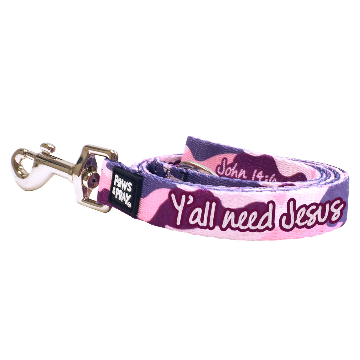 Picture of Kerusso PETS162 Paws & Pray Yall Need Jesus Pet Leash&#44; Purple & Pink
