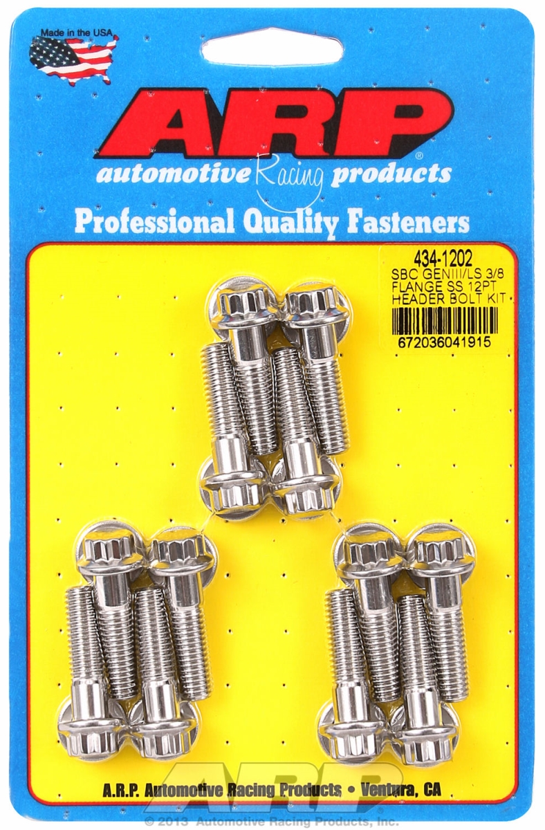 0.37 in. SBC-GENIII LS Flange SS 12pt Header Bolt Kit
