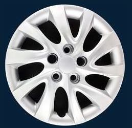 16", 10 Twist Spoke, Silver, Plastic, Set Of 4, Bolt On