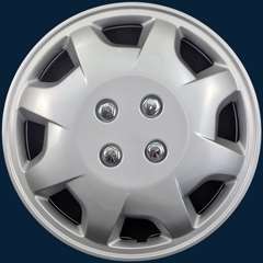 15", 8 Spoke, Silver, Plastic, Set Of 4, Spring Steel Clip