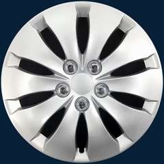 16", 10 Spoke, Silver, Plastic, Set Of 4, Spring Steel Clip