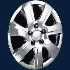 16", 7 Spoke, Chrome Plated, Plastic, Set Of 4, Spring Steel Clip
