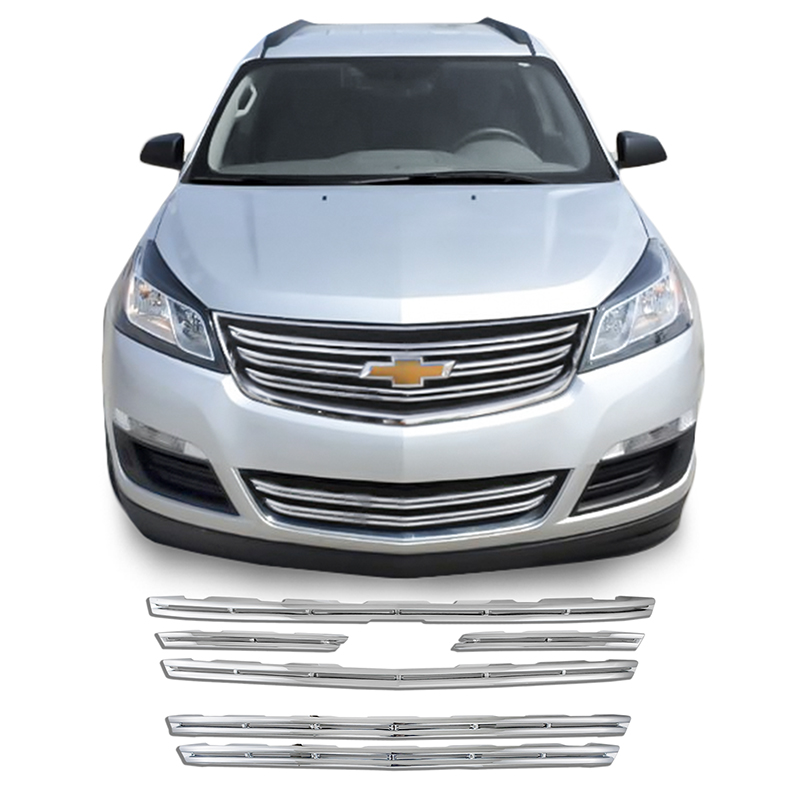 Fits 13-15 - Chevy Traverse, LS - Chrome Top & Bottom Grille Overlay - The Chrome Warehouse