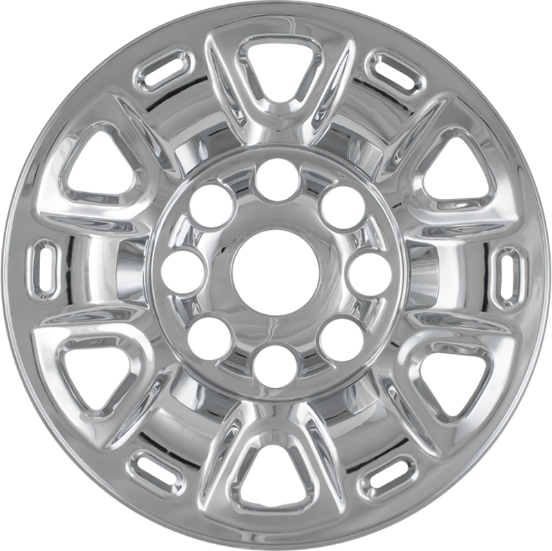 17", 6 Spoke With Vent, Chrome Plated, Plastic, Set Of 4, Compatible With Steel Wheels