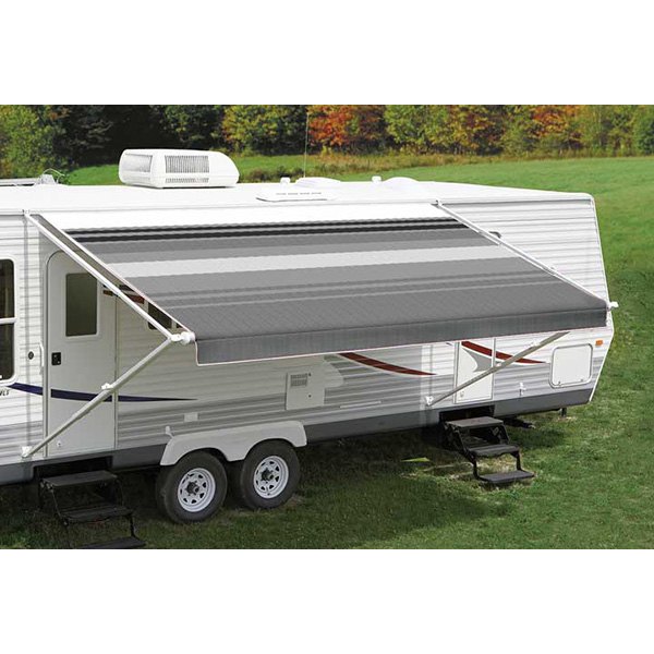 18 ft. 2 in. Black & Gray Dune Stripe White Weatherguard