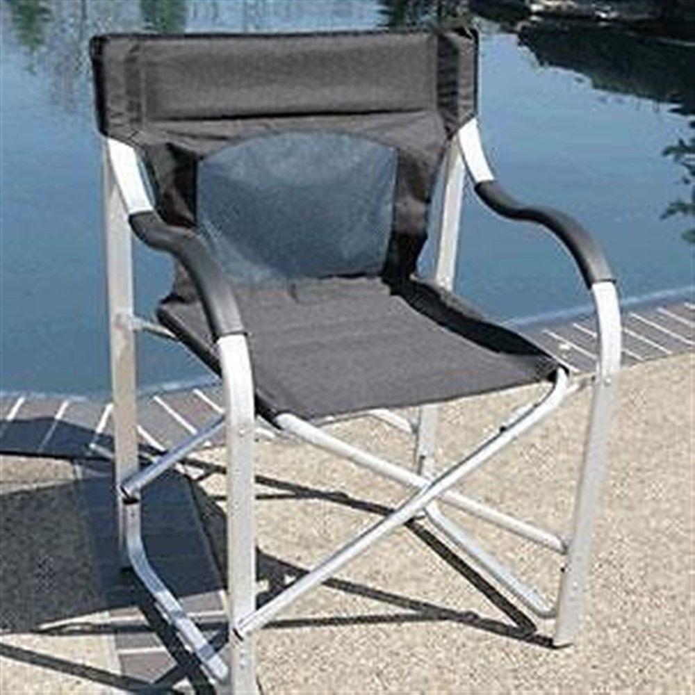Deluxe Aluminum Folding Director Chair - Black -  Tento Campait, TE350279