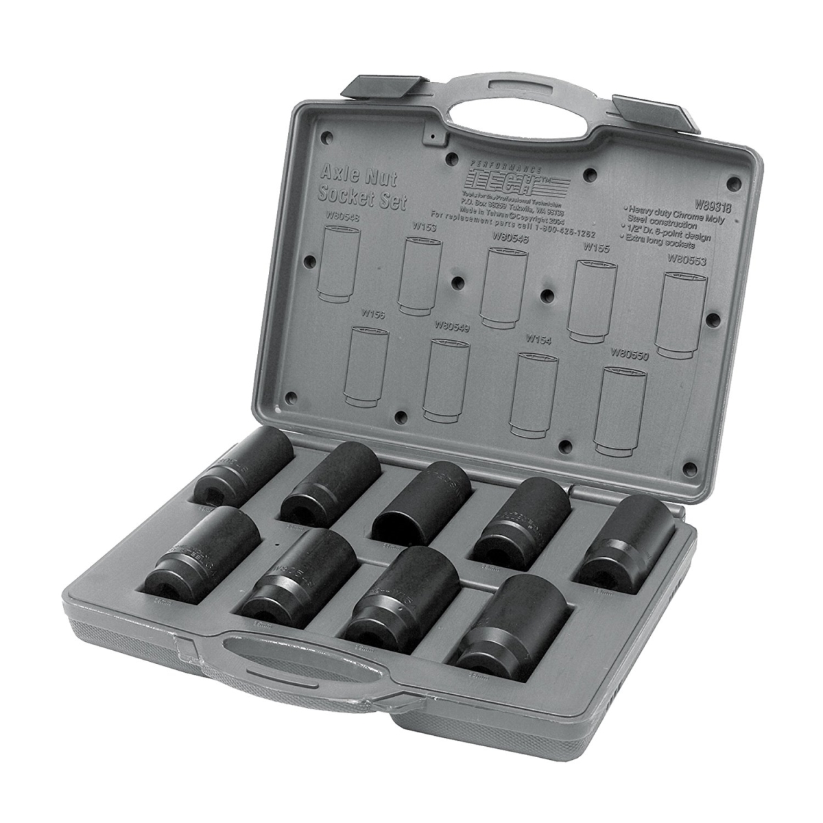 Performance Tool W89318 Axle Nut Socket Set, 9-Piece