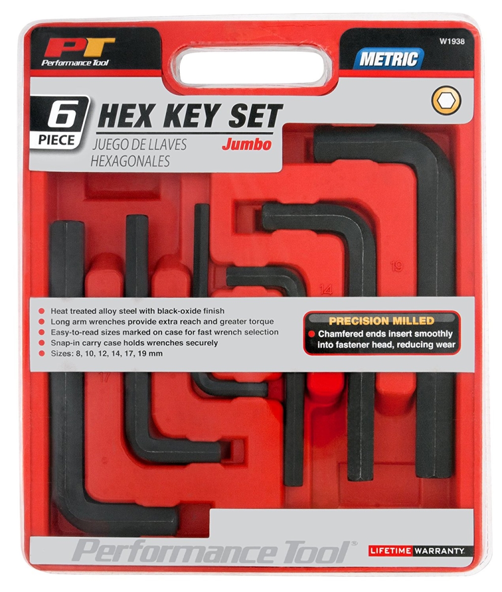 Picture of Perform Tool W1938 Jumbo Hex Key Set Metric - 6 Pieces