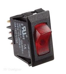 S245 Black With Red Rocker Switch - Quantity 10
