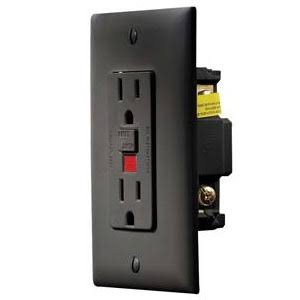 Dual GFCI Outlet with Cover Plate - Black