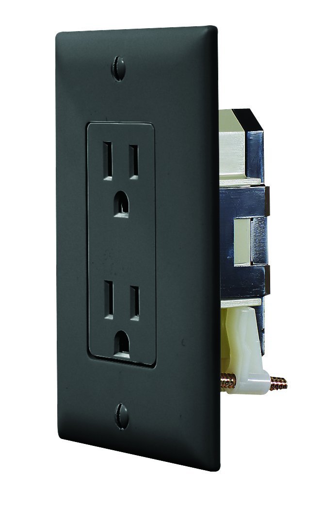 S817 Self Contained Dual Outlet with Cover-Plate - Black