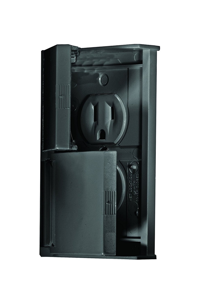 S907 Weatherproof Dual Outlet with Snap Cover-Plate - Black