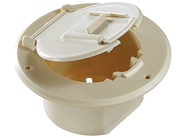 BASIC CABLE HATCH, ROUND, COL WHITE - 4.3IN X 2.3IN (REPLACEABLE LID)