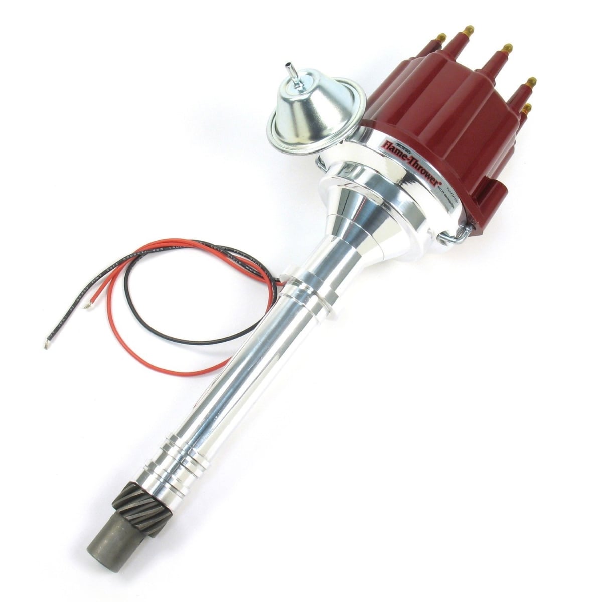 Flame-Thrower Plug & Play Vacuum Advance Red Male Cap Billet Electronic Distributor