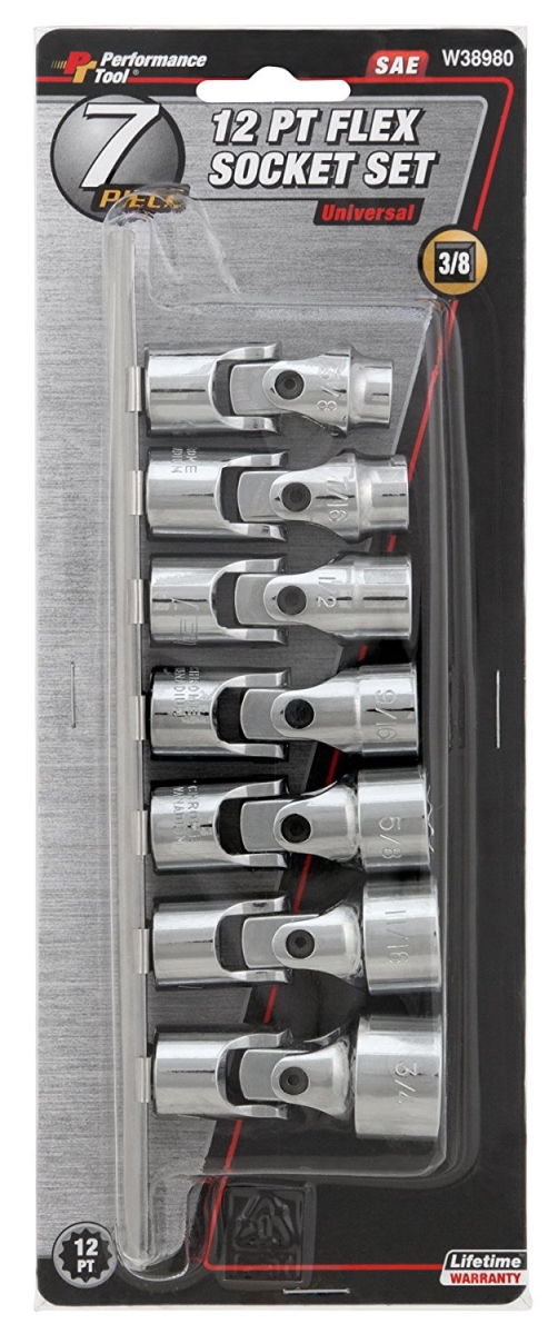 W38980 0.37 in. Drive Sae Flex Socket Set - Pieces 7