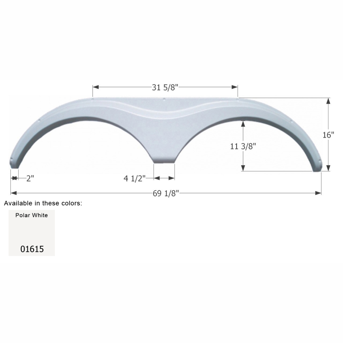 Icon Technologies Fender Skirt, Tandem, Heartland, FS763, Polar White | ABS Plastic | Camping World