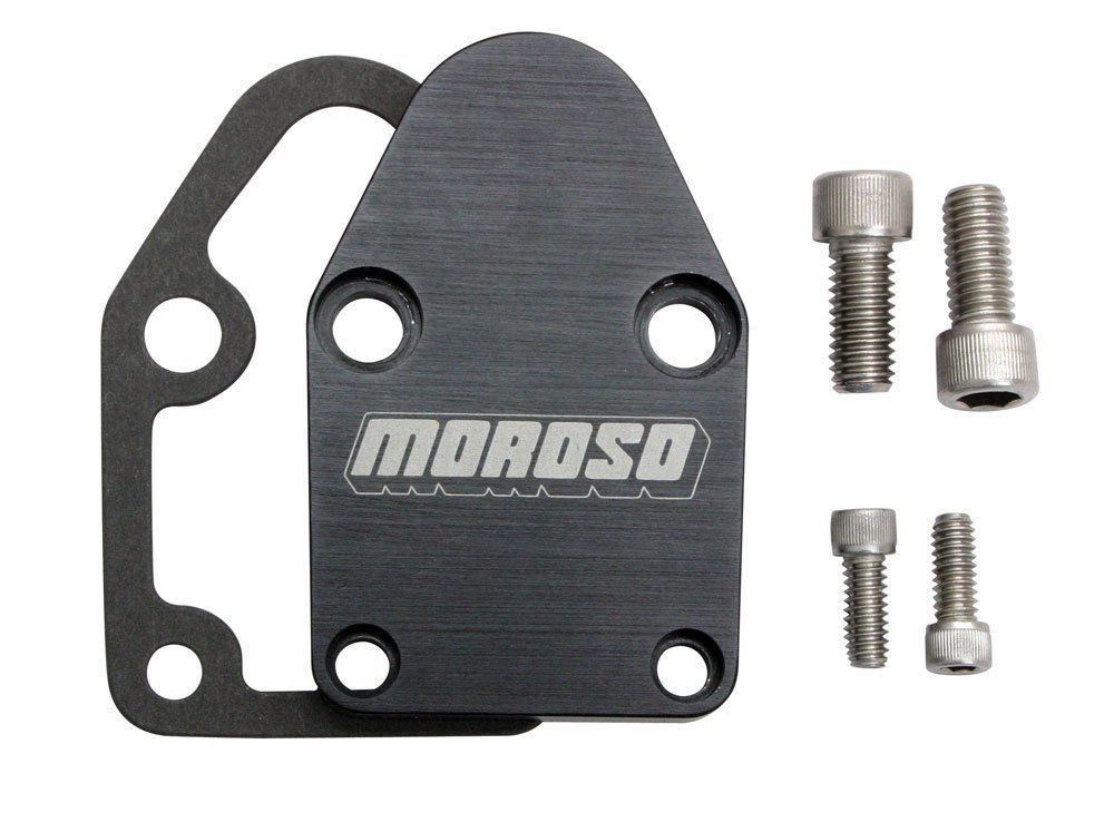 Moroso M28-65395 Fuel Pump Block-Off Plates, Black anodized