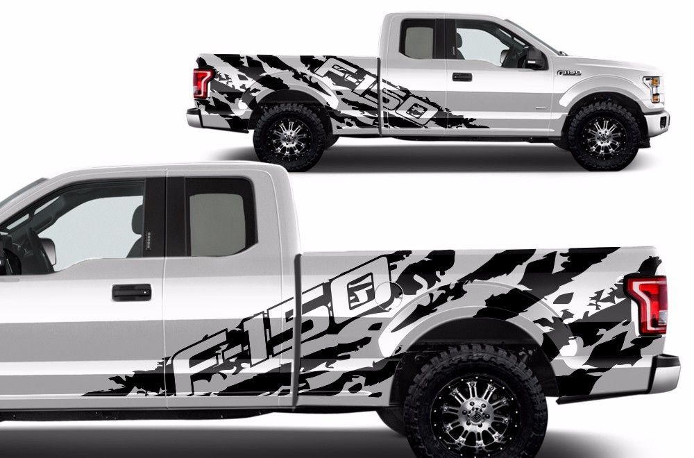 Picture of Air Design AIR-KFO20A88 Vinyl Decal Graphics F 150 Wrap Kit for 2015 2017 Ford F 150, Matte Black