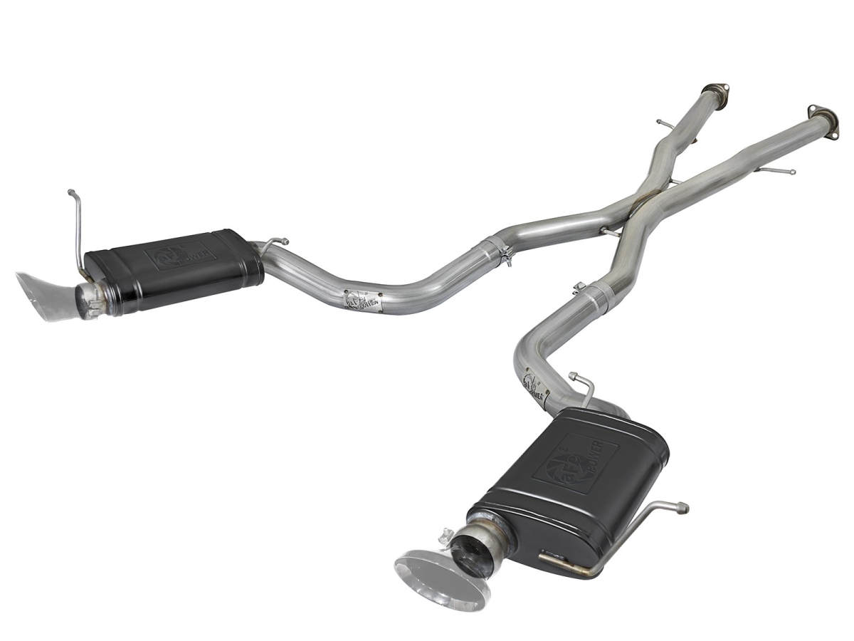 Picture of AFE A15-4938058 Stainless Steel Cat Back Exhaust System With High Temp Black Mufflers