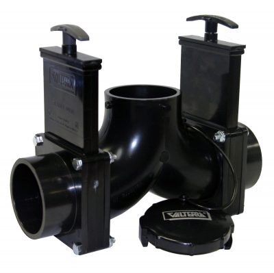 Valterra 3" Handle Actuated Ell Double Rotating Waste Valve w/ Handle in Black | Camping World
