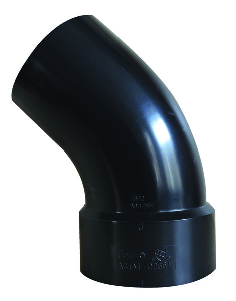DWV 45 deg 3 in. Spigot x Hub