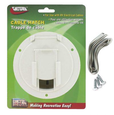 Valterra V46-A102137VP Medium Round Cable Hatch, White - Carded