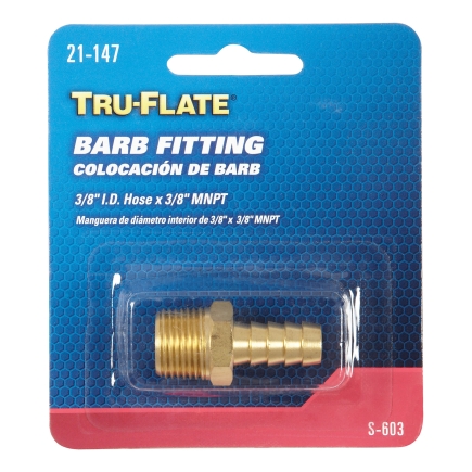 0.37 in. Fitting Hose-Barb Male, Brass