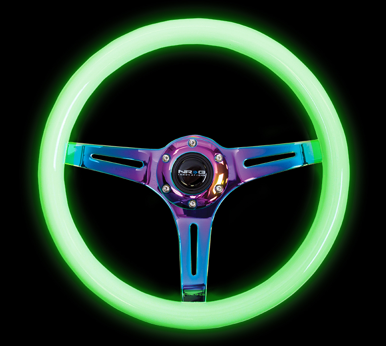 ST-015MC-GL 350 mm Smooth Classic White Wood Grain Wheel with Glowing Green