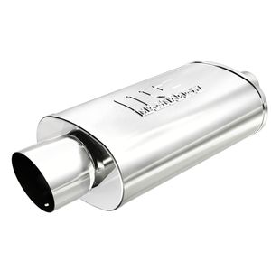 Exhaust 14828 14 x 5 x 8 in. Stainless Steel Oval Polished Exhaust Muffler with Single-Wall Angle Cut Tip