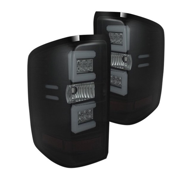 2014-2016 Chevy Silverado 1500 Black & Smoke Fiber Optic LED Tail Lights