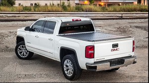 TFX5703; Tonneau Cover; Hard Tri Fold Non-Lockable Black Aluminum With Carpeted Under Panels