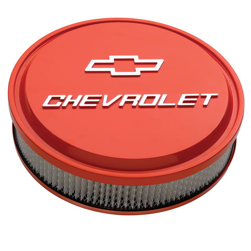 141-831 Slant-Edge Air Cleaner Chevrolet & Bowtie Design, Orange