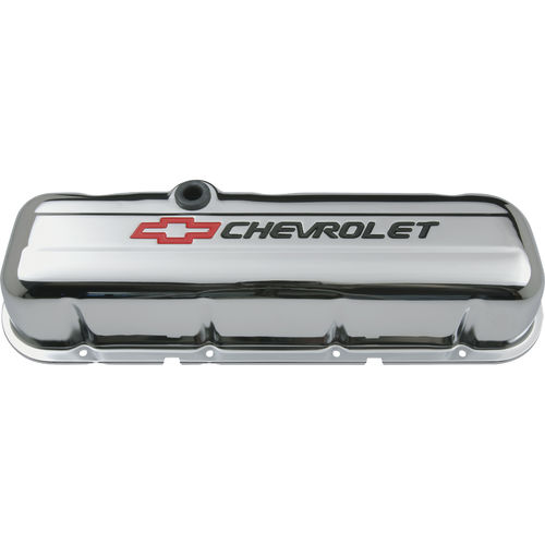 141-813 Bowtie Valve Cover Big Block, Red & Black