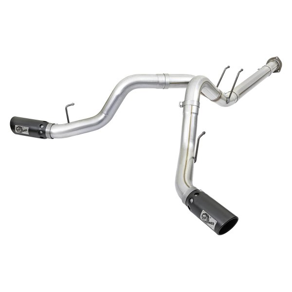 AFE A15-4903092B 4 in. Atlas Aluminized Steel DPF Back Exhaust System with Split Side Exit for Ford, Black
