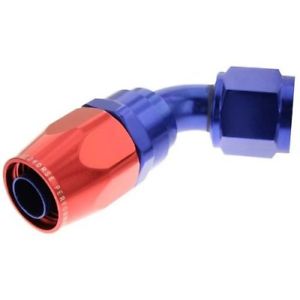 60 deg End Fitting -6 AN Hose, Blue & Red
