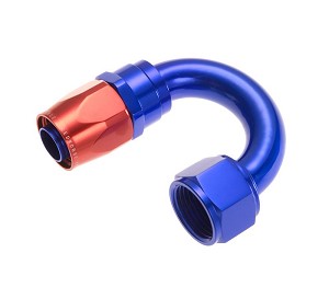 180 deg Hose End Fitting -6 AN Hose - Blue & Red