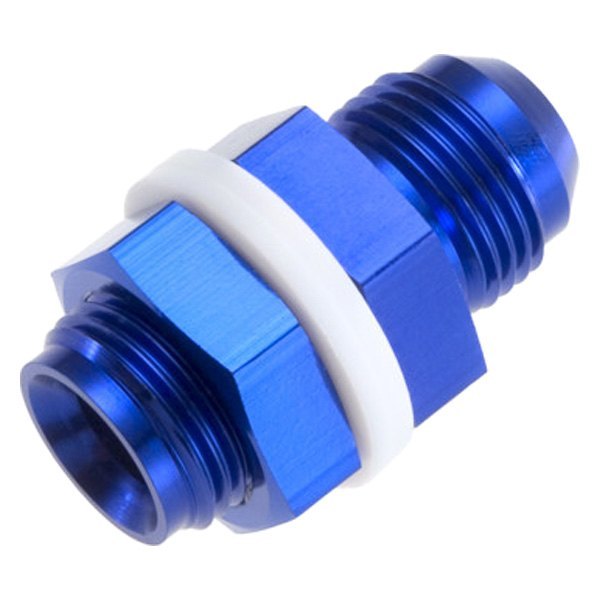 Bulkhead -6 AN Adapter with 2 Tefflon Washers & Inside Flow Chamfer, Blue