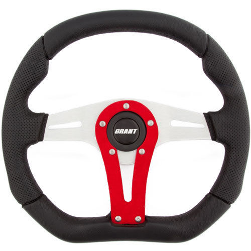 13.75 in. x 11.75 in.D-Series Steering Wheel Clear Anodized with Accent Spoke - Red