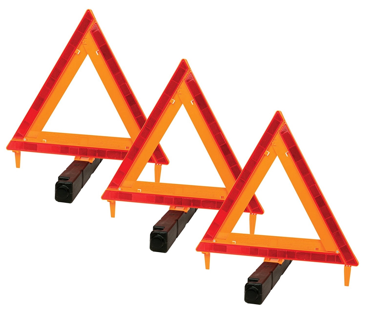 Large Early Warning Roadside Emergency Reflective Triangle, Pack of 3