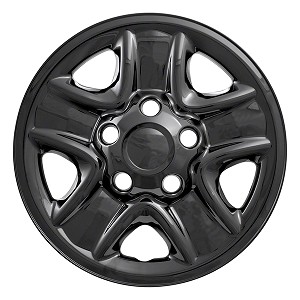 18", 5 Spoke, Gloss Black, Plastic, Set Of 4, Compatible With Steel Wheels
