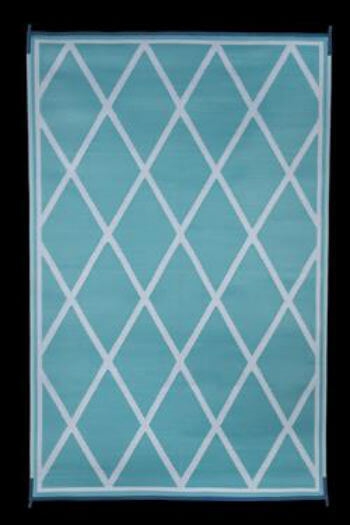 FLK-68901 3 x 5 ft. Reversible RV Work & Play Mat, Turquoise & White