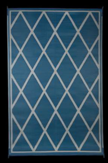 8 x 20 ft. Reversible RV Outdoor Patio Mat, Blue & Ivory