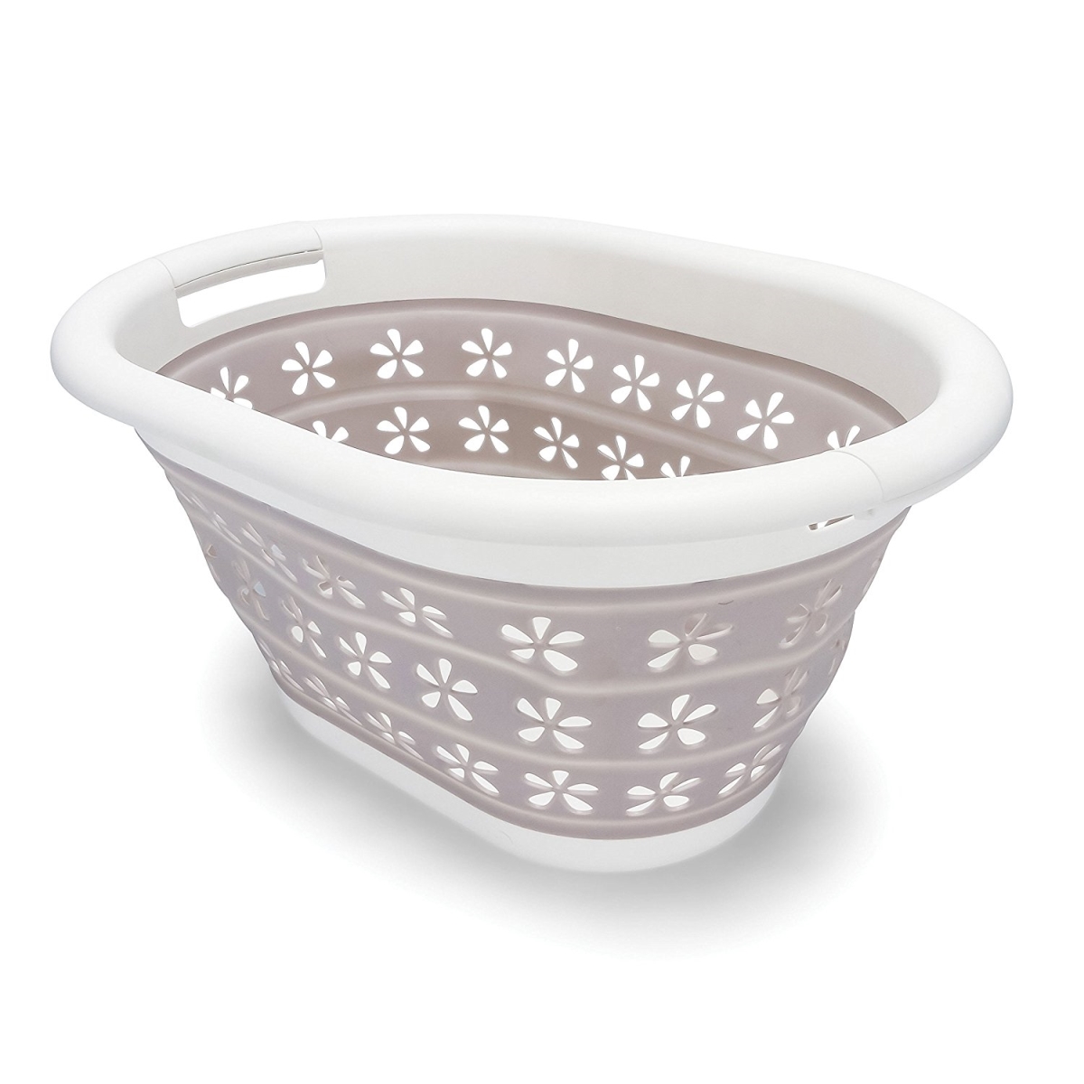 Picture of Camco C1W-51951 Collapsible Utility Basket&#44; Small - White & Taupe