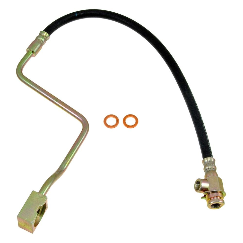 Dorman D18-H38950 23 in. Front Driver Side Brake Hydraulic Hose for 1990-1997 Ford F Super Duty, Black