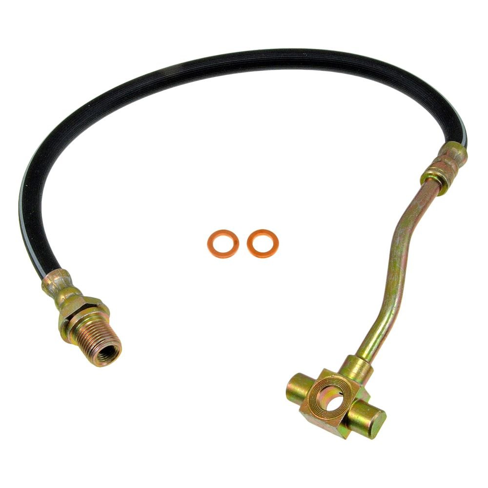 Dorman D18-H98925 19.5 in. Front Driver Side Brake Hydraulic Hose for 1979-1980 Chevrolet K20, Black